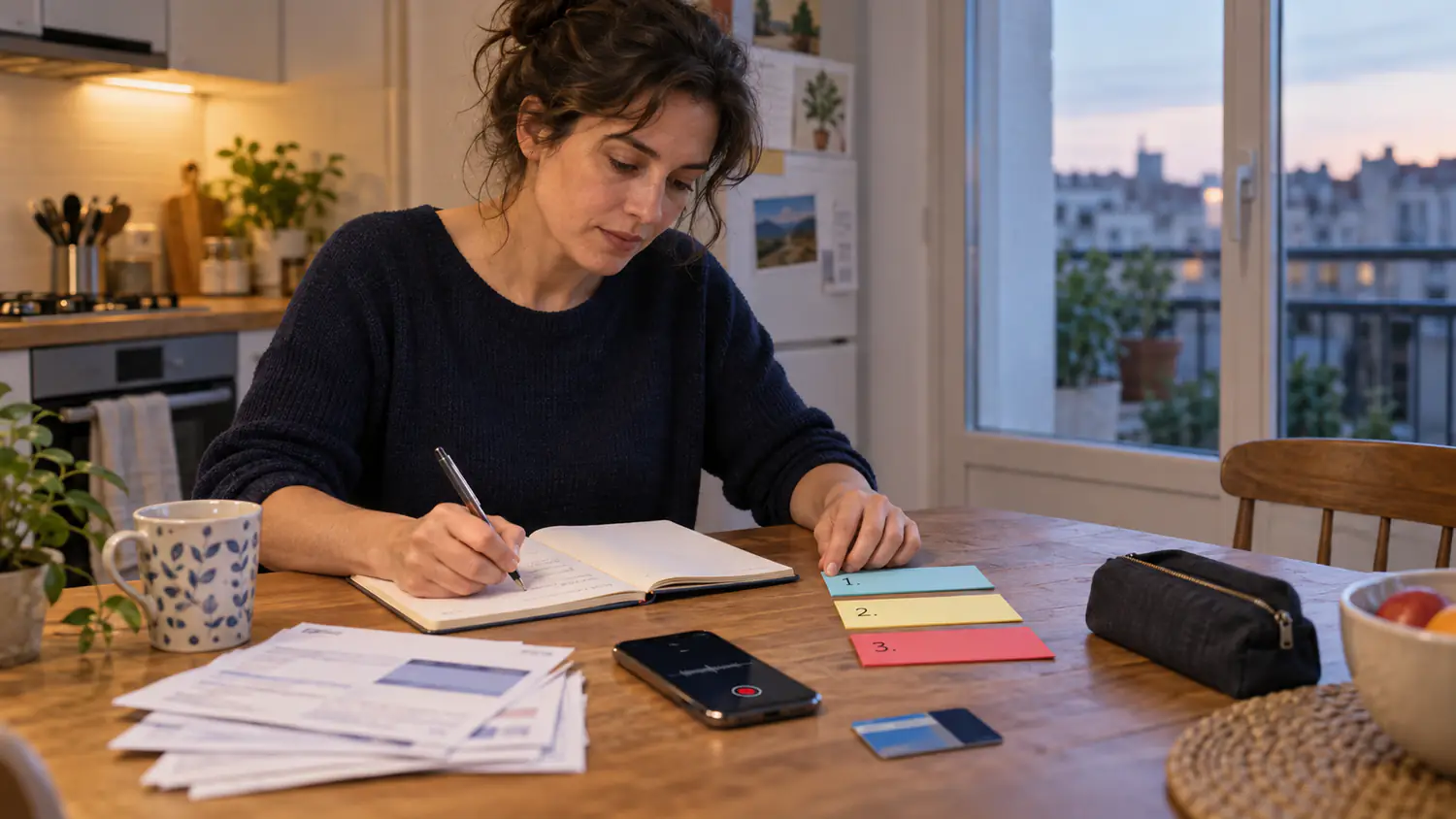 Une citoyenne organise puis rédige les trois points de sa contribution